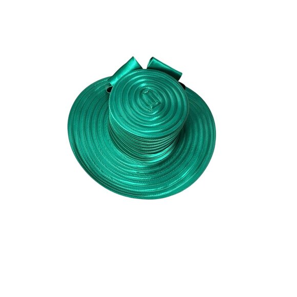 Vintage green church hat by Whittall & Shon in kelly green with rhinestone pin main image 4